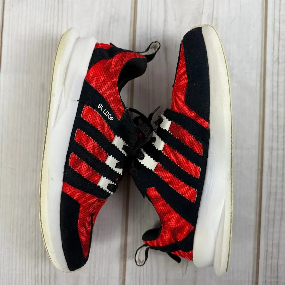 Adidas‎ SL Loop Runner Red Black White Stripe Athletic Sneakers Size 5.5